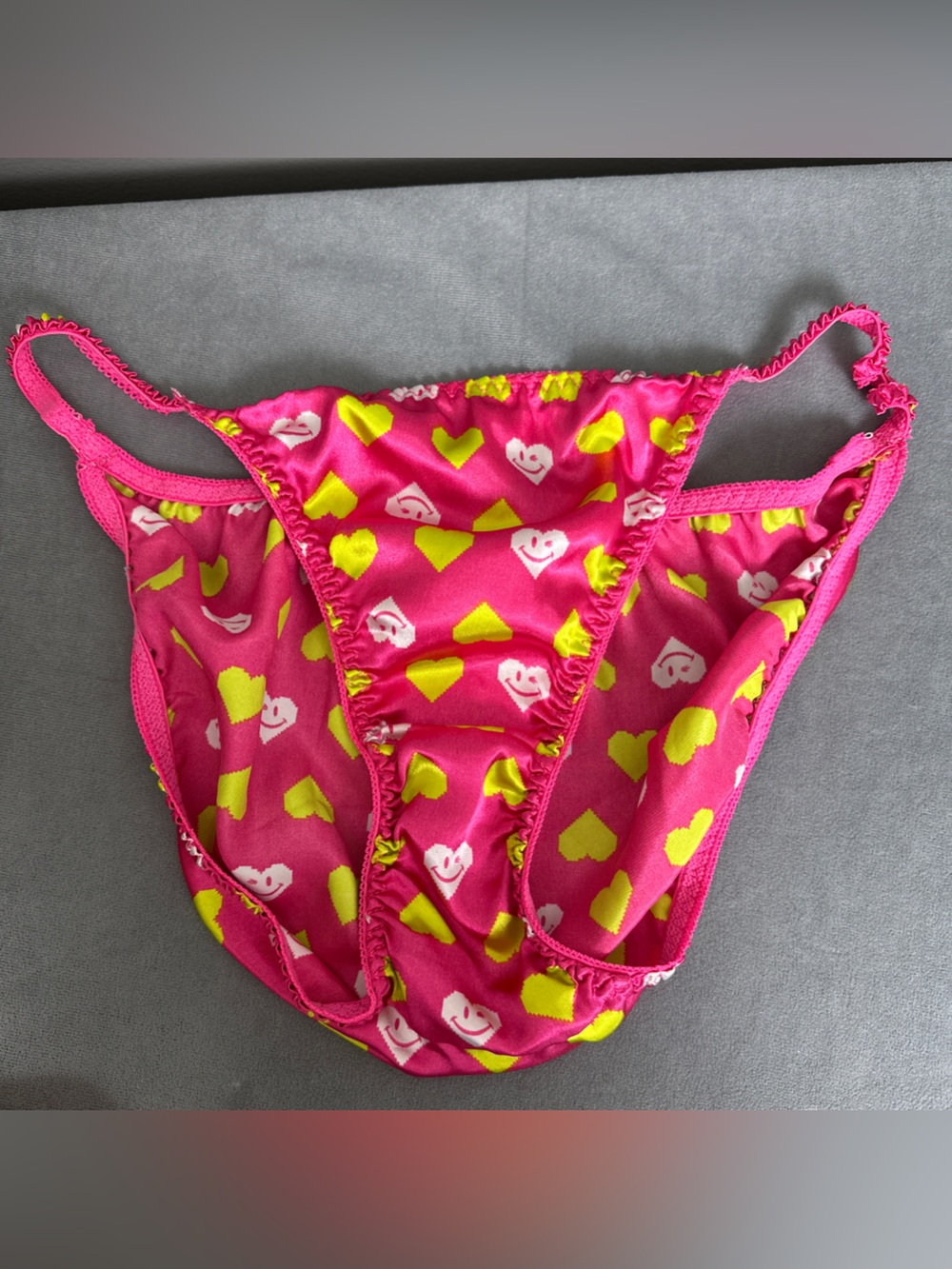 Vintage Joe Boxer Satin String Bikini Panty Women's Size 10 Hearts Pink Wink - Picture 3 of 11